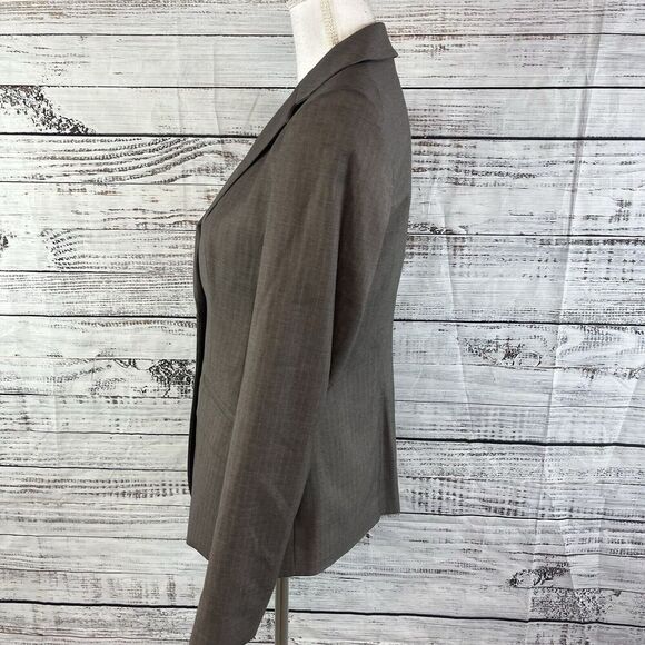 Anne Klein Blazer Jacket size 2 Brown Pinstripe Stretch Career Professional Suit - Picture 10 of 12